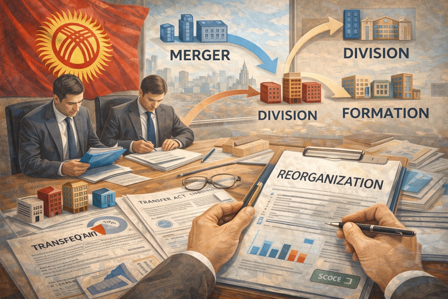 Реорганизация юридического лица в Кыргызстане в 2026 году: формы, процедура и ключевые нюансы