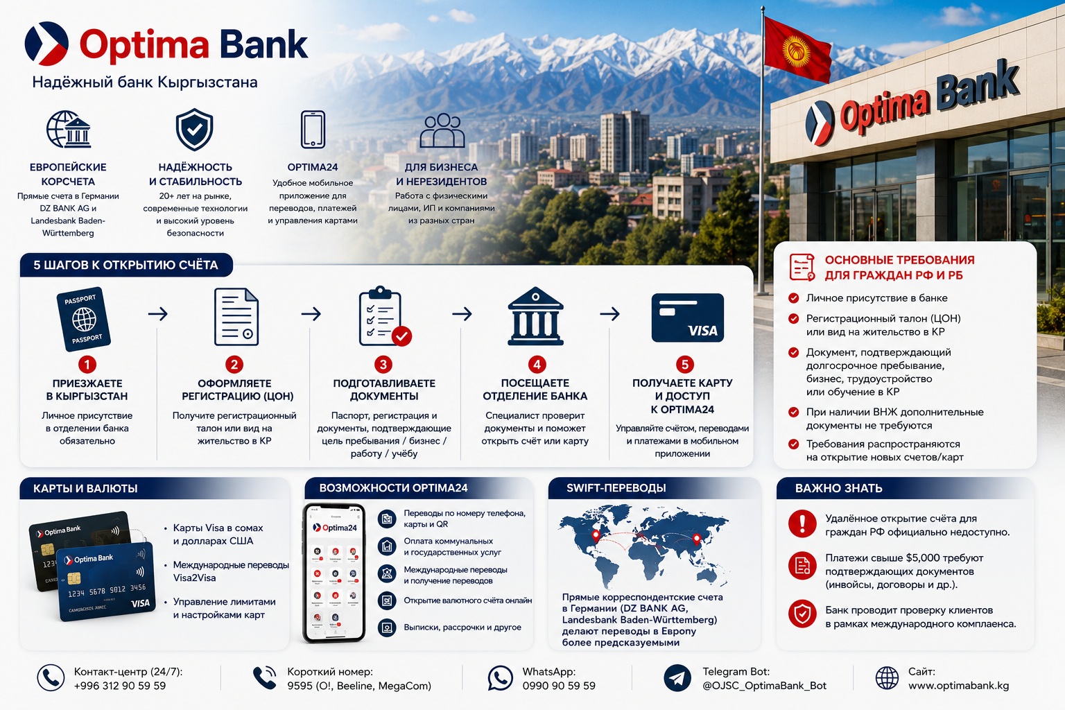 счёт в Optima Bank Кыргызстан