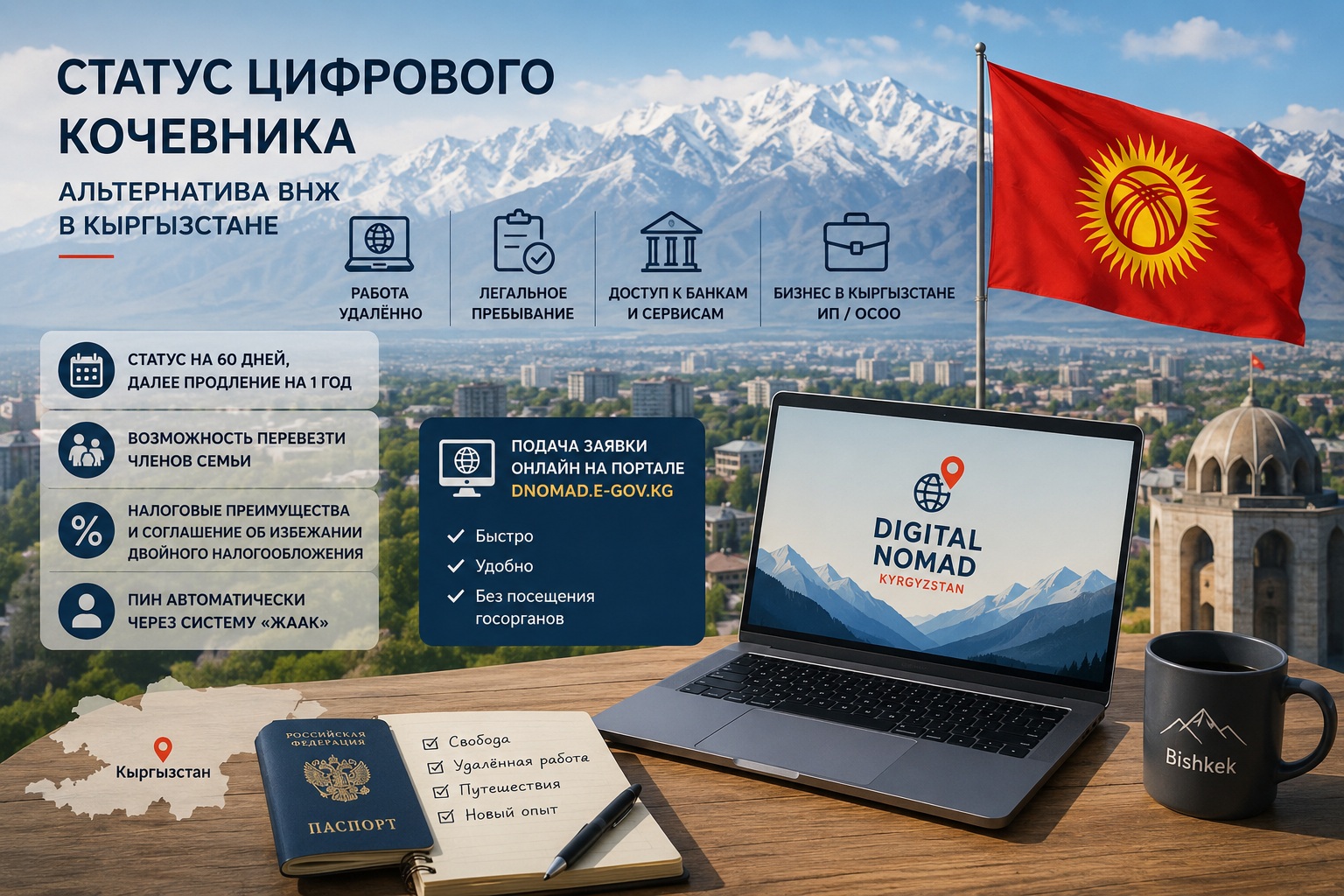 Статус цифрового кочевника как альтернатива ВНЖ в Кыргызстане в 2026 году